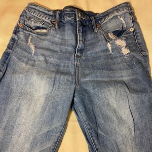 High rise semi skinny jeans.